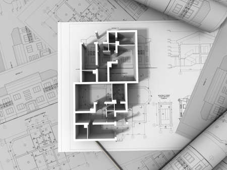 3D plan drawingの写真素材
