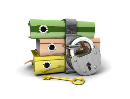 3D illustration of the image of a folder with the lock on a white background の写真素材
