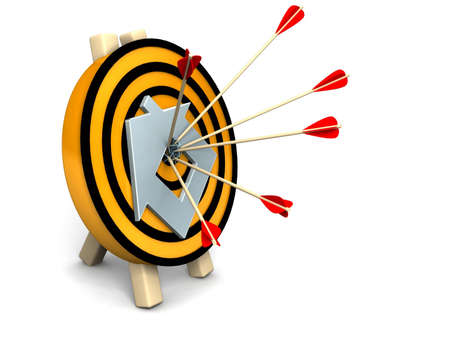 3d target and arrows, isolated on white の写真素材