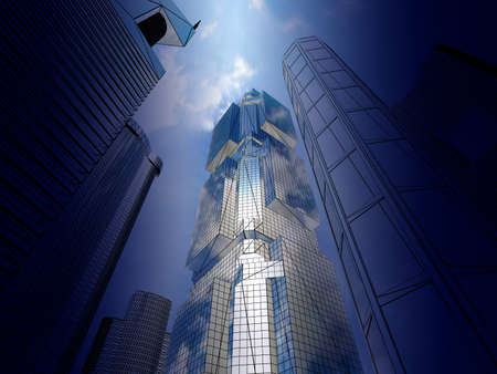 Corporate buildings in perspectiveの写真素材