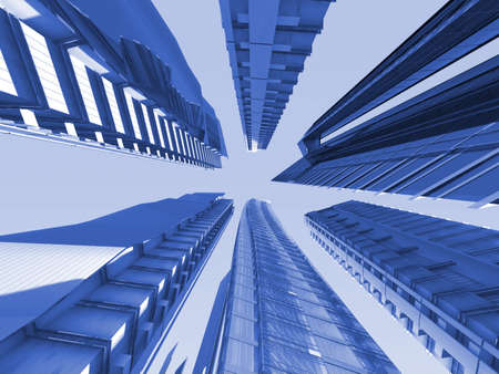 Corporate buildings in perspectiveの写真素材