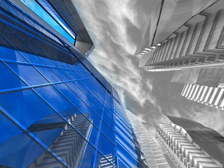 Corporate buildings in perspectiveの写真素材