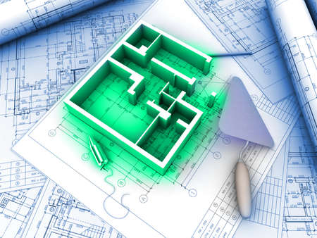 3D plan drawingの写真素材