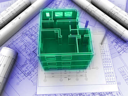 3D plan drawingの写真素材