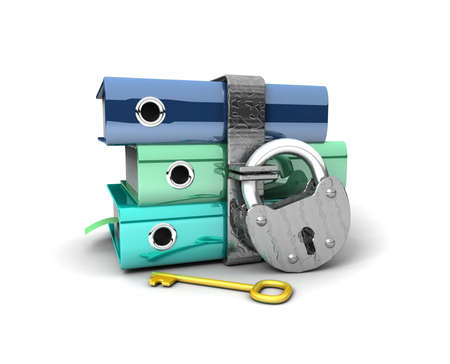 3D illustration of the image of a folder with the lock on a white background の写真素材