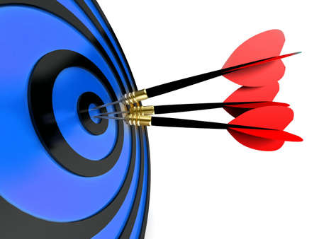abstract 3d illustration of arrows in target の写真素材