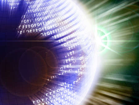 Binary code on a surface of a planetの写真素材
