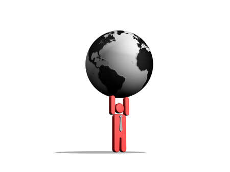 businessman holding  globeの写真素材