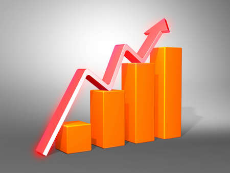 Business Graph with arrow showing profits and gains
の写真素材