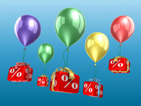 Percent blocks on a balloons の写真素材