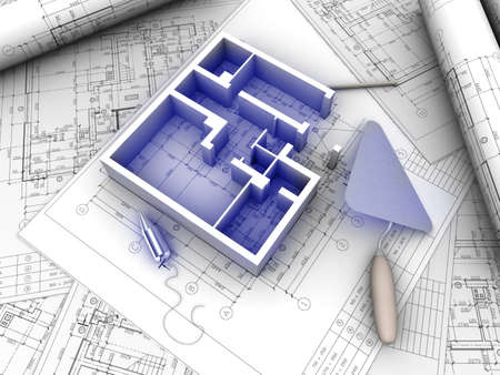 3D plan drawingの写真素材