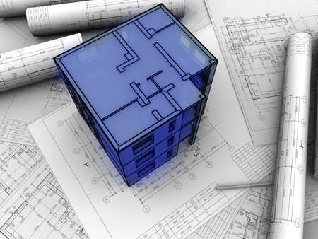 3D plan drawingの写真素材