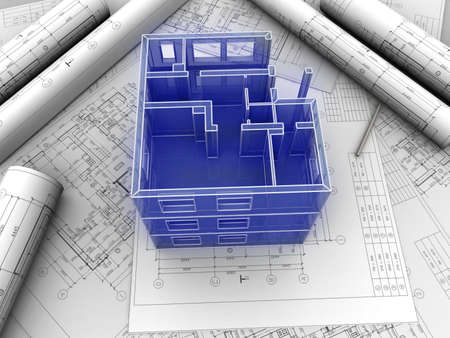 3D plan drawingの写真素材