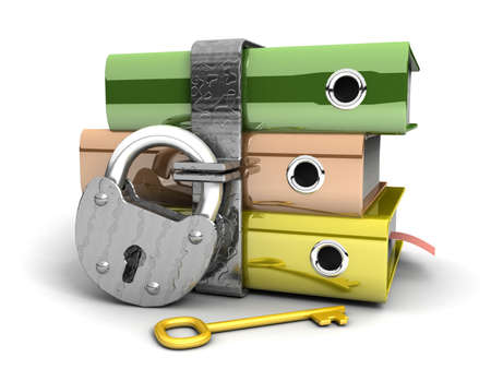 3D illustration of the image of a folder with the lock on a white background の写真素材