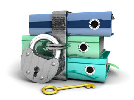 3D illustration of the image of a folder with the lock on a white background の写真素材