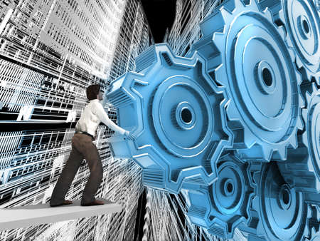 Businessman Turning a Gear
の写真素材