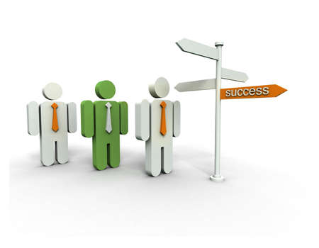 Three businessmen face to a direction choice.の写真素材