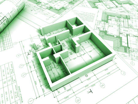 3D plan drawingの写真素材