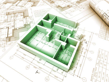 3D plan drawingの写真素材