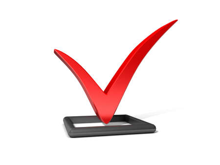 Checkbox with red checkmark isolated on white 
