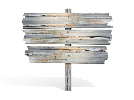 old wooden billboard. isolated on white. の写真素材