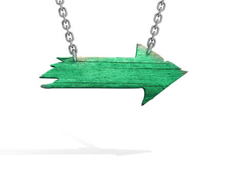 Old wood arrow sign isolated on white の写真素材