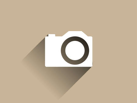 Flat long shadow icon of a camera