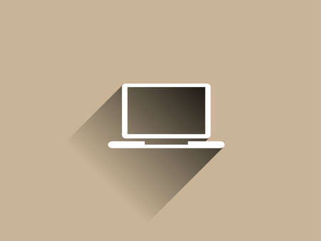 Flat long shadow icon of laptopのイラスト素材