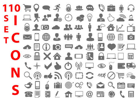 110 Universal flat Icons for Web, Mobile, business, finance and communication のイラスト素材