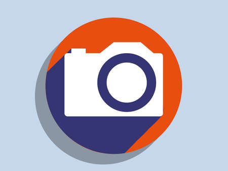 Flat long shadow icon of a camera