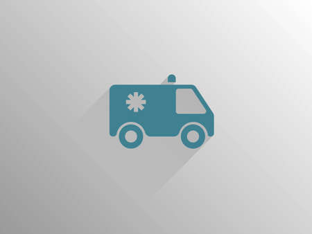Flat long shadow icon of ambulanceのイラスト素材