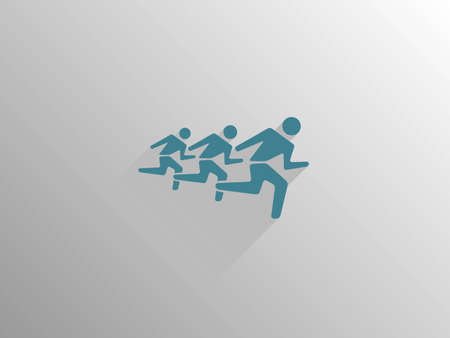 Flat long shadow icon of running mansのイラスト素材