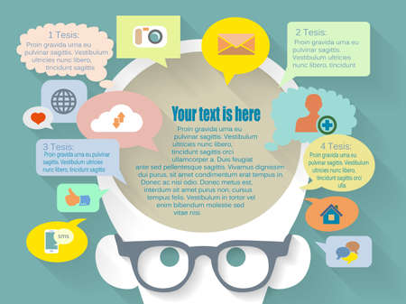 Vector Flat Design style illustration of social media conceptのイラスト素材