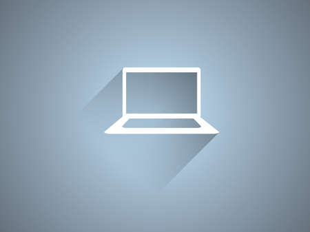 Flat long shadow icon of laptopのイラスト素材