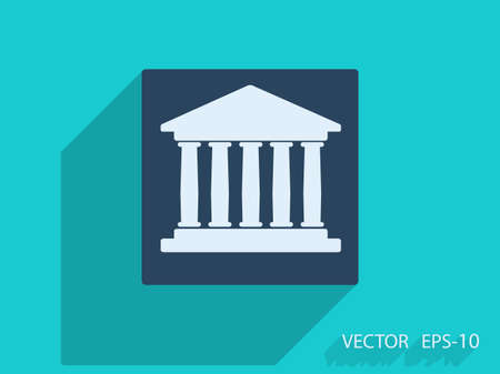 Flat  icon of bank buildingのイラスト素材