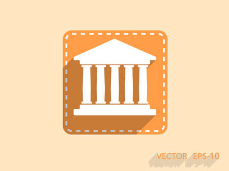 Flat  icon of bank buildingのイラスト素材
