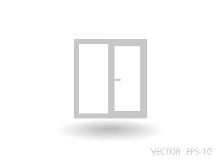Flat long shadow Window icon, vector illustrationのイラスト素材