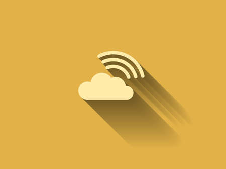 long shadow Flat icon of cloudのイラスト素材