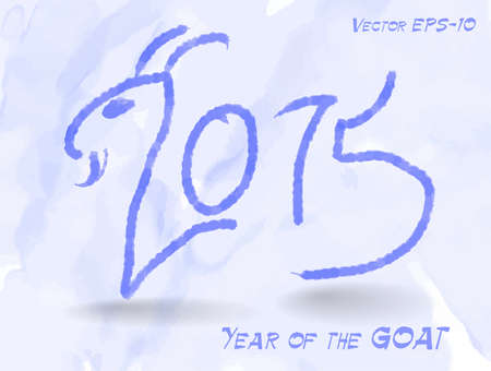 Vector watercolor illustration of 2015 Chinese New Year. Year of goatのイラスト素材