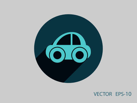 Flat long shadow Car icon, vector illustrationのイラスト素材