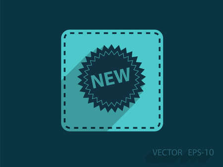 Flat long shadow New label icon, vector illustrationのイラスト素材
