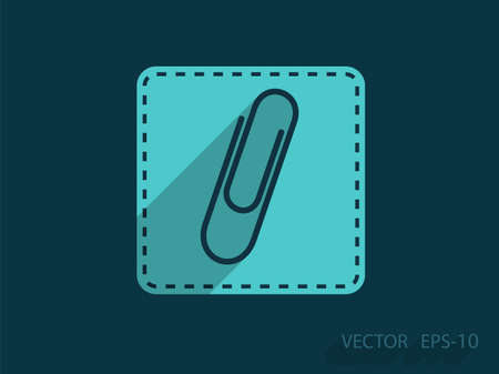 Flat long shadow Paperclip icon, vector illustrationのイラスト素材