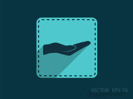 Flat long shadow Holding palm icon, vector illustrationのイラスト素材