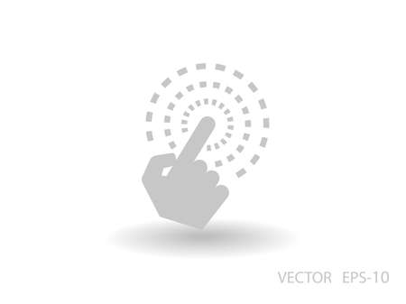 Flat long shadow Hand Touch icon, vector illustrationのイラスト素材