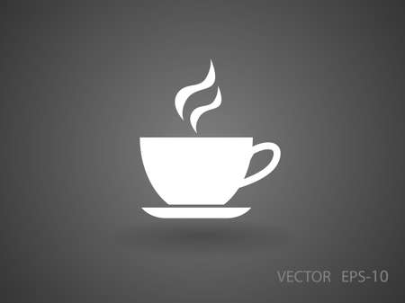 Flat long shadow Cup of hot drink icon, vector illustrationのイラスト素材