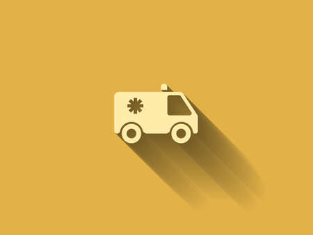long shadow Flat  icon of ambulanceのイラスト素材