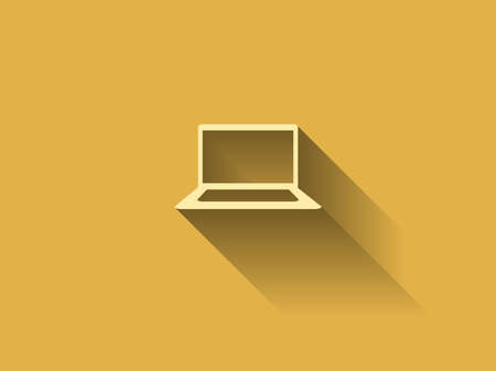long shadow Flat icon of laptopのイラスト素材