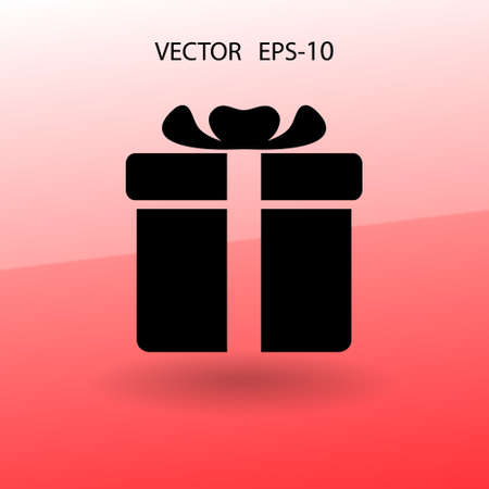 Flat long shadow Gift box icon, vector illustrationのイラスト素材