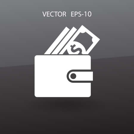Flat long shadow Wallet icon, vector illustrationのイラスト素材