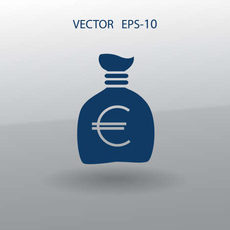 Flat long shadow Money bag icon, vector illustrationのイラスト素材